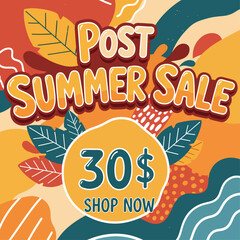 Summer sale shop now bright banner  for your website. Vector illustration.