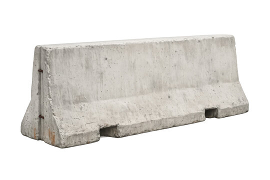 Concrete jersey barrier block forming protection and safety on a road with transparent background