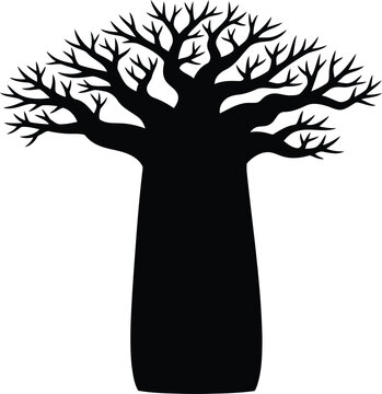 Baobab tree silhouette Vector