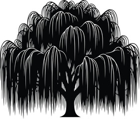 Weeping willow tree silhouette Vector © alien AZ