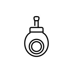 Obraz premium Minimalist outline illustration of a round glass bottle with a dropper cap