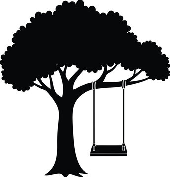 Tree swing silhouette Vector