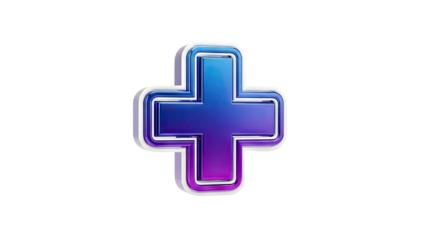 3D Metallic Plus Sign with Gradient