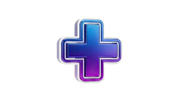 3D Metallic Plus Sign with Gradient - Powered by Adobe