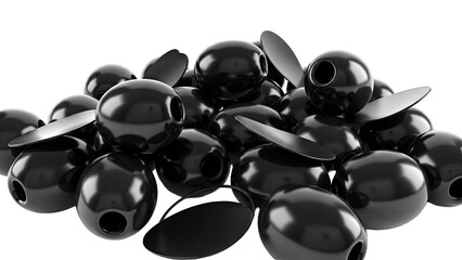 Pile of Shiny Black Spheres with Flat Discs