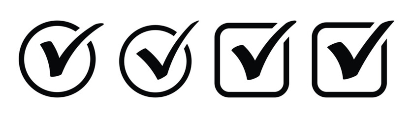 Checkmark icon color editable on white background. Black check mark with partial circle. Checkmark set icon. Vector illustration.