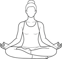 Obraz premium Woman meditating peacefully in a serene lotus position with a calm expression and relaxed posture