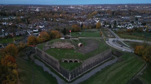 aerial viiew of Fortress Saint Peter at Mount Saint Peter Sint Pietersberg in Maastricht, South Limburg