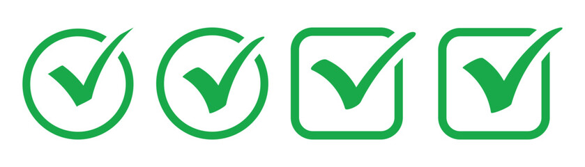 Check box icon with correct, accept checkmark icons tick box checked. Check mark icon symbols vector. Green Check mark icon vector set. Green tick check mark icon vector. 