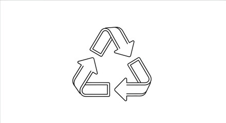 Obraz premium Simple black and white recycling symbol illustration representing environmental sustainability and eco friendly practices for waste management and conservation efforts worldwide daily