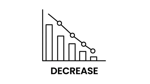 A line graph showing a decrease in values over time on white background
