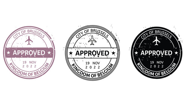 Three approved stamps from the City of Brussels, Kingdom of Belgium