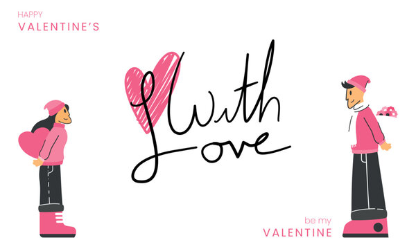 A festive flat design illustration celebrating Valentine's Day, symbolizing their happiness and love. creative love and lifestyle activity theme, flat vector illustration with solid colors
