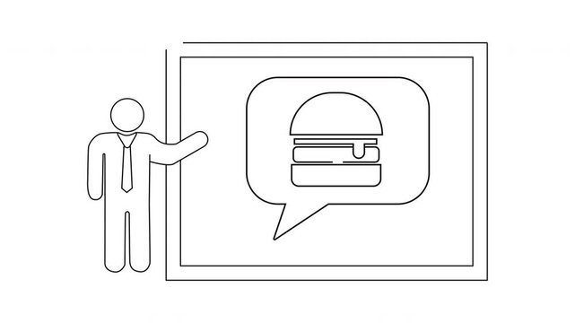 Burger Presentation - One-Line Drawing Animation Explaining Fast Food.