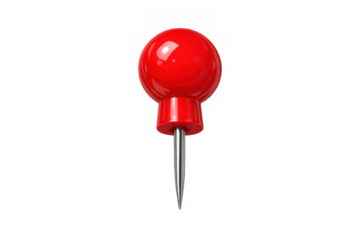 Red push pin 3d rendering indicating location, marking important point, or showing destination on map