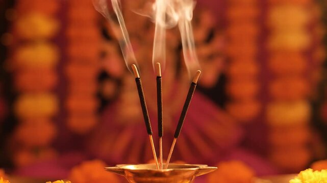 Sacred Incense Smoke Offering Prayer Meditation Devotion Hinduism