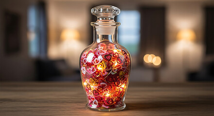 Elegant decorative glass bottle