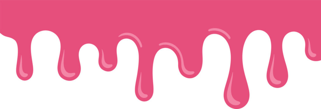 Pink icing drip border frame, smooth liquid dripping decoration for party themes, flyers and creative templates, vector illustration