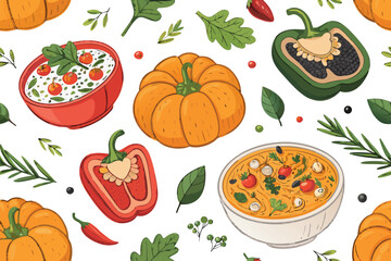Vegetarian Festive Dinner Pattern Festive Dinner