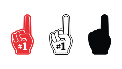 Obraz premium Three foam finger hand symbols in red, black and white colors