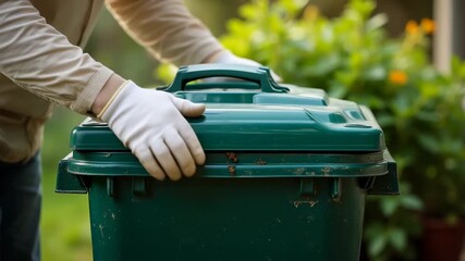 Compost bin with organic waste, food scraps recycling, sustainable gardening, soil enrichment, zero waste living, natural decomposition, environmental responsibility, green gardening