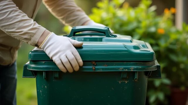Compost bin with organic waste, food scraps recycling, sustainable gardening, soil enrichment, zero waste living, natural decomposition, environmental responsibility, green gardening