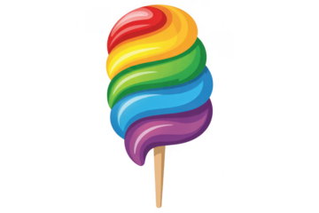 Rainbow lollipop candy colorful isolated on a transparent background