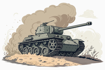 War Era Tank Profile Dust Illustratio