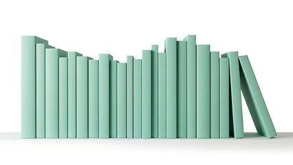 Obraz premium Collection of green books standing upright on white surface