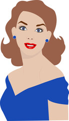 Smiling woman portrait with red lips