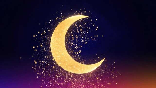 Crescent Moon Phases in Night Sky.