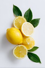 fresh lemons cut in half isolated on a white background
