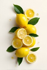fresh lemons cut in half isolated on a white background
