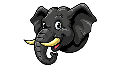 Obraz premium Cartoon elephant head with big eyes and tusks