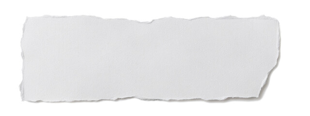 Versatile torn paper, blank paper, white paper, ripped paper with subtle paper texture for notes, messages, or design elements, isolated on white.