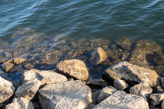Rocky shoreline with clear water
