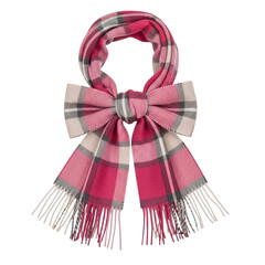 Cozy Plaid Scarf Tied in a Festive Bow with Fringe