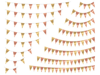 ガーランド三角、曲線、金8桃金