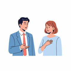 Obraz premium Man and woman discussing business conversation corporate communication.