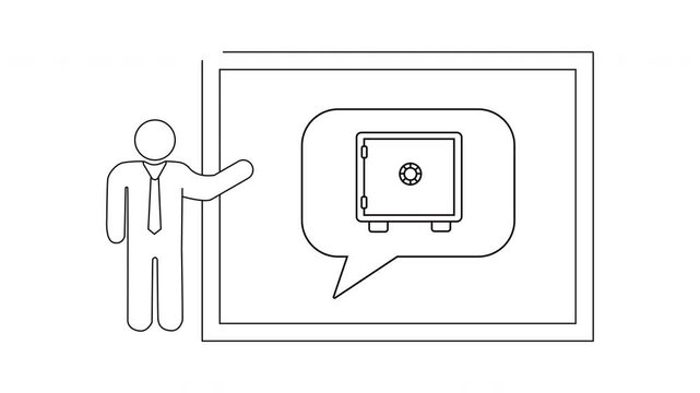 Presentation on Security - Safe in Speech Bubble Line Art.