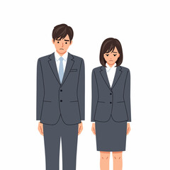 Fototapeta premium Businessman and businesswoman in formal attire standing together.