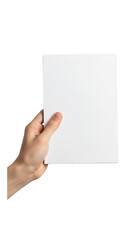 Fototapeta premium Hand holding blank paper isolated on transparent background