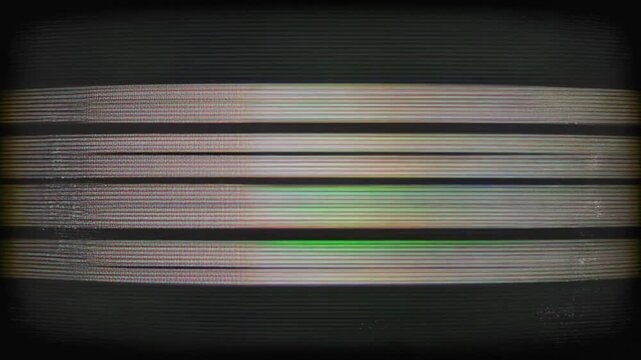Distorted TV screen with horizontal glitchy lines on dark background, indicating signal loss or broadcast interruption