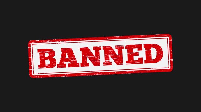 Banned stamp animation 4k video. Illegal, restricted, alert, denied, ban, seal, vintage effect with Black transparent background