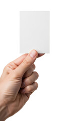 Fototapeta premium Hand holding blank business card isolated on transparent background