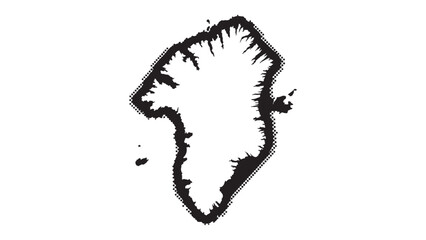 Greenland island map silhouette vector illustration with rugged coastline borders for geographic design, polar cartography projects, and educational presentations