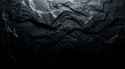 Dark and Moody Abstract Rock Surface with Textured Details and Dramatic Lighting.