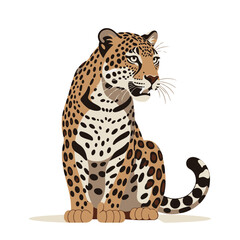 Fototapeta premium baby cute leopard, flat design, vector illustration, isolated on white transparent background