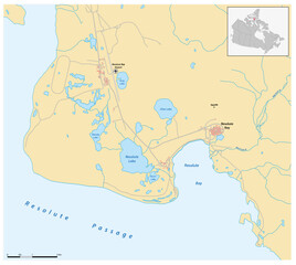 Map of the Canadian municipality and surrounding area of ​​Resolute Bay, Nunavut