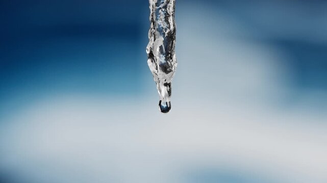 Close-up of melting ice and snow icicles